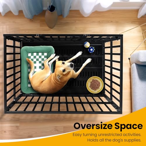 38 Inch Heavy Duty Dog Crate,Upgraded Reinforced Baseplate, view 7