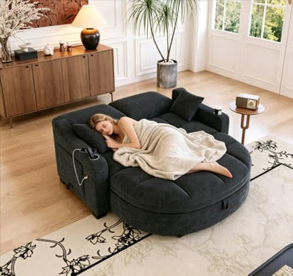 60" Loveseat Sofa Bed with Storage Ottoman and Plush Foam, view 5