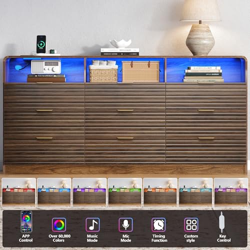 63'' Wide Fluted 9 Drawers Dresser with 3 Cubbies, view 6