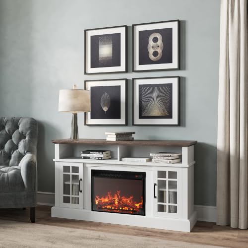 Astorga 58" TV Stand with 23" Electric Fireplace - White, view 6