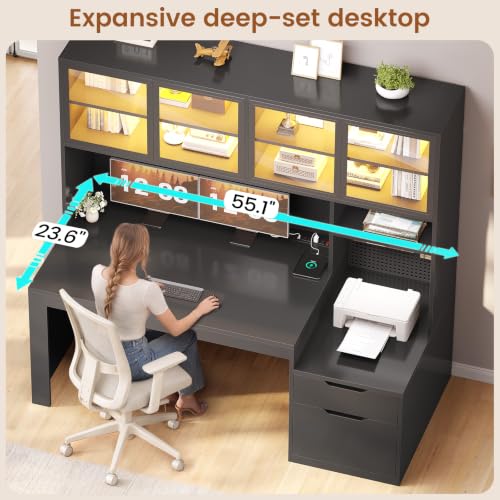 Home Office Desk with Hutch, view 6
