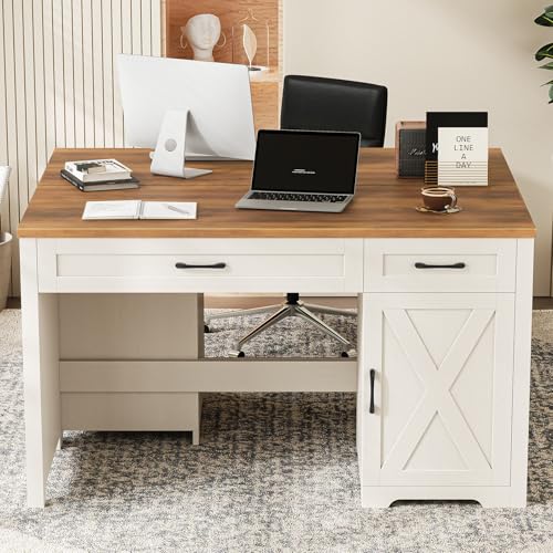 Executive Desk with Storage Cabinet, Unique White, view 8