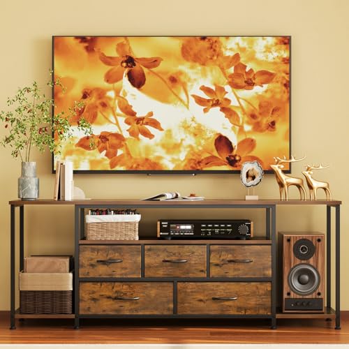 TV Stand for TVs Up to 75 Inch, Rustic Brown, view 2