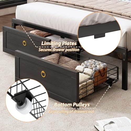 Queen Bed Frame with Storage Headboard, view 6