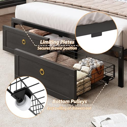 Queen Bed Frame with Storage Headboard, view 6