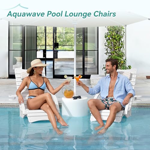Pool Lounge Chairs Set of 2 with Armrest & Cupholder, 8-10 Shallow, view 4