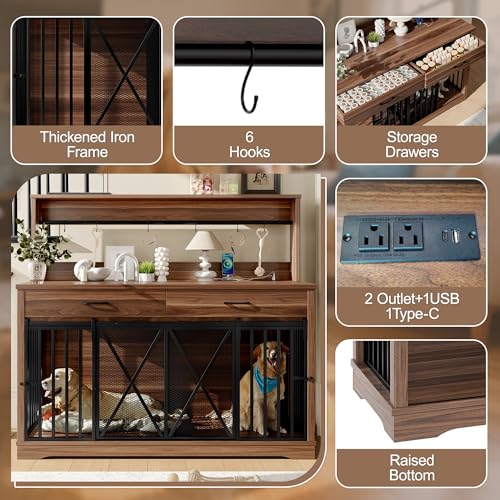 55.1" Furniture Dog Crate Large Dog, view 4