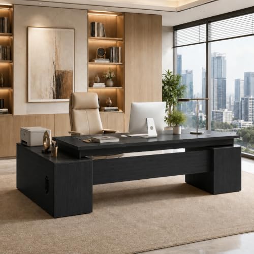 Executive Office Desk, Modern Manager Desk with Floating Desktop Design, view 2