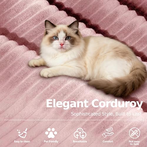 78.8'' Sleeper Couch Bed for Livingroom,Convertible Modular Sofa with Armrest Pillow,Modular Foldable Corduroy Couches in a Box,No Assembly (Pink)