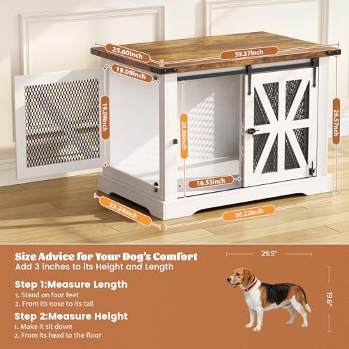 40" Dog Crate Furniture with Sliding Doors for Medium Dogs Up to 45 lbs, view 4