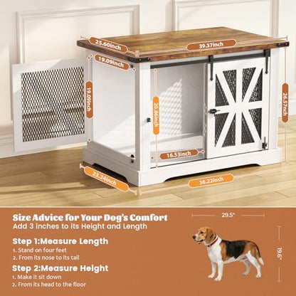 40" Dog Crate Furniture with Sliding Doors for Medium Dogs Up to 45 lbs, view 4