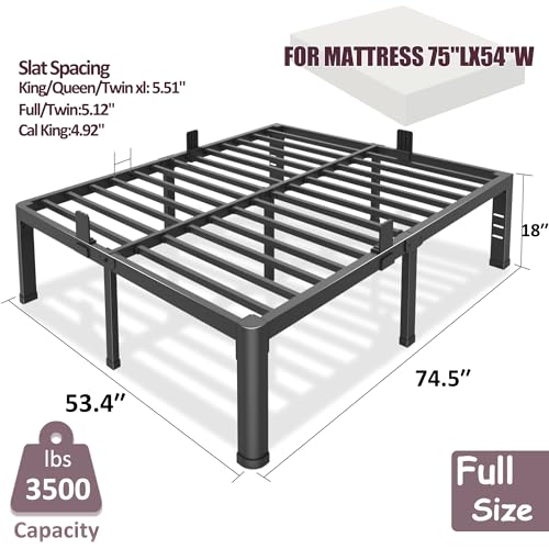 18 Inch Full Size Bed Frame Metal Platform with Round Corner Legs, view 4