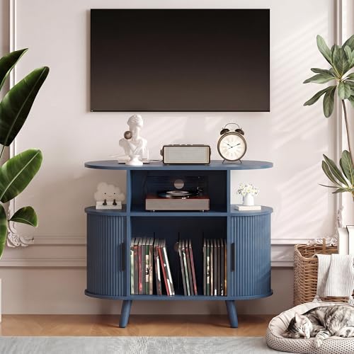35'' Fluted Mid Century Modern Turntable Cabinet, view 5