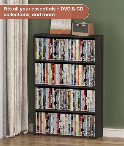 DVD Storage Cabinet Shelf, 4 Tier Media Storage Tower for CDs & Video Games, view 6