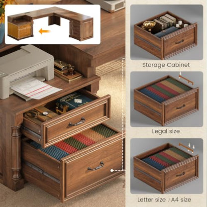72.8" Large L Shaped Executive Desk with 5 Storage Drawers & Charging Station, view 5