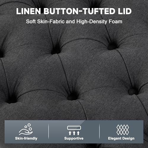 Mangodan Storage Ottoman Bench, Tufted Ottoman with Storage for Living Room, Large Modern Entryway Benchs