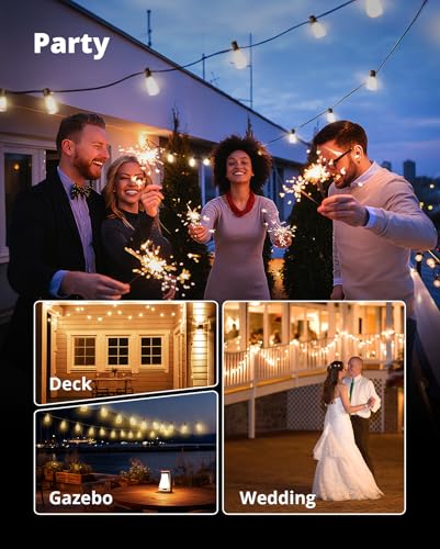 Outdoor String Lights 25FT LED Patio Lights IPX5 Waterproof with 10+1 ST38, view 7