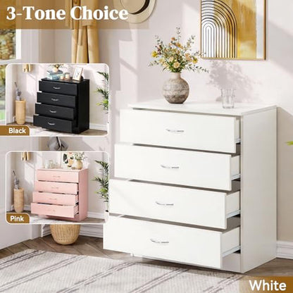 White 4 Drawer Dresser, Modern Small Chest of Drawers, view 7