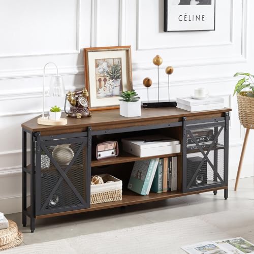Corner TV Stand for 55 Inch TV, Rustic Corner Entertainment Center with Storage, view 5