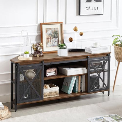 Corner TV Stand for 55 Inch TV, Rustic Corner Entertainment Center with Storage, view 5