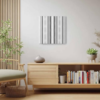 Modern Black and Grey Stripe Canvas Print Wall, Minimalist Trend Vertical Stripes Framed Canvas Art Wall Decor Pictures Painting Artwork for Living Room Bedroom, Ready to Hang, 16" x 16"
