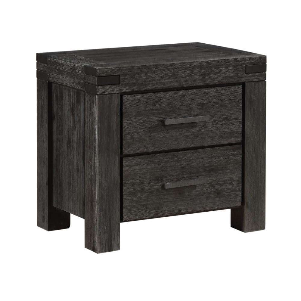 Solid Wood Nightstand, 2-Drawer, Meadow - Graphite