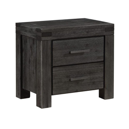 Solid Wood Nightstand, 2-Drawer, Meadow - Graphite