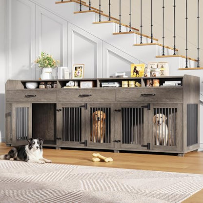 95" Dog Crate Furniture, Multi-Functional TV Stand with Storage, view 2