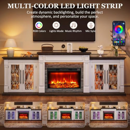 104" LED Electric Fireplace TV Stand with Outlet, For TVs Up to 100 Inch, view 4