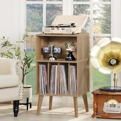 Record Player Stand, Oak Turntable Stand Holds up to 160 Albums, view 6