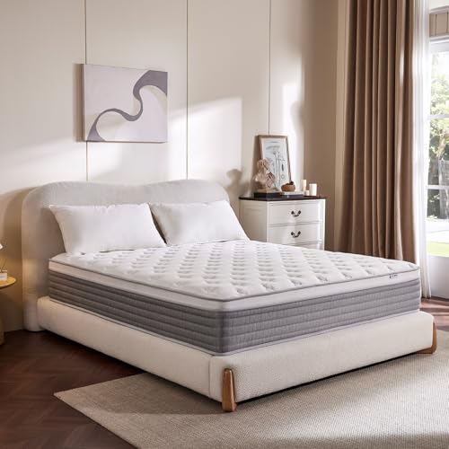12 Inch Queen Mattress, Comfort Foam & Pocket Coil Hybrid Mattress in a Box, view 2