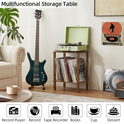 2-Tier Record Player Stand for Vinyl Records Storage End Table, view 8