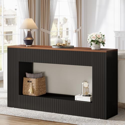 Tribesigns Modern Console Table, 55-Inch Wood Entryway Table with Storage, Narrow Long Sofa Table Behind Couch Table for Living Room, Foyer, Hallway, Black