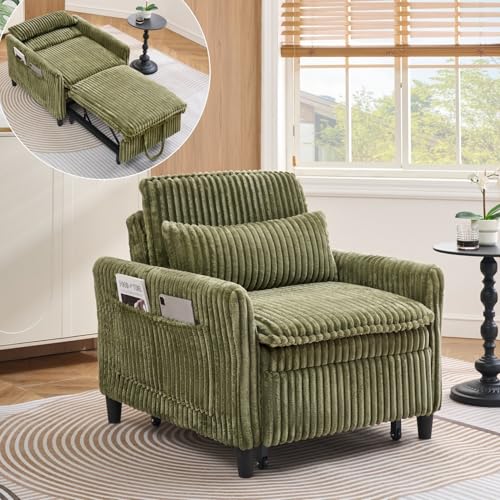 Teddy Convertible Sleeper Chair with Pillow & Adjustable Backrest, view 2