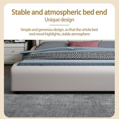 Modern Leather Bed with Soft Headboard, Nightstand, view 8