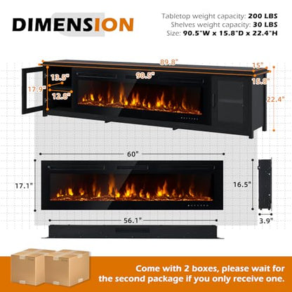 90" Fireplace TV Stand, view 3