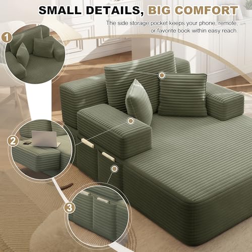 60.2" Oversized Chaise Lounge Chair, Boneless Corduroy Cloud Couch, view 6