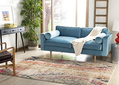 SAFAVIEH Monaco Collection Area Rug - 8' x 11', Light Grey & Multi, Boho Chic Tribal Distressed Design, Non-Shedding & Easy Care, Ideal for High Traffic Areas in Living Room, Bedroom (MNC222G)