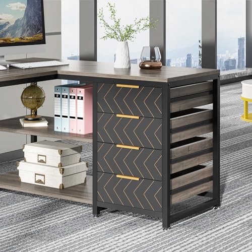 Tribesigns L Shaped Computer Desk with Storage Drawers, view 8