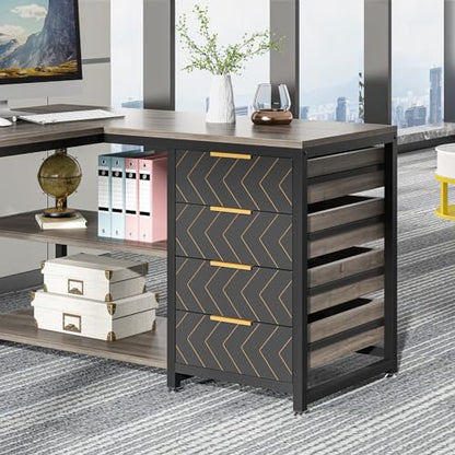Tribesigns L Shaped Computer Desk with Storage Drawers, view 8