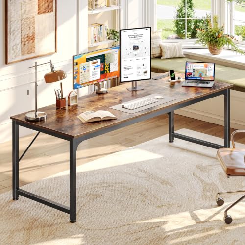70x24 Inch Computer Desk with Power Outlets & USB-C, Rustic Brown, view 3