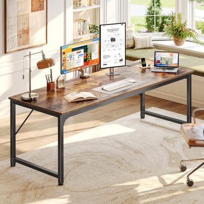 70x24 Inch Computer Desk with Power Outlets & USB-C, Rustic Brown, view 3