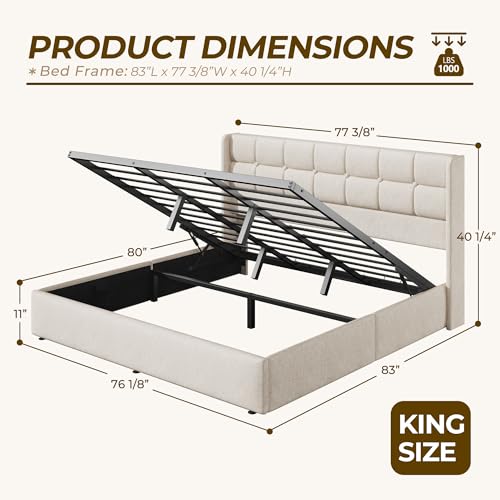 King Size Lift Up Storage Bed Frame, view 3