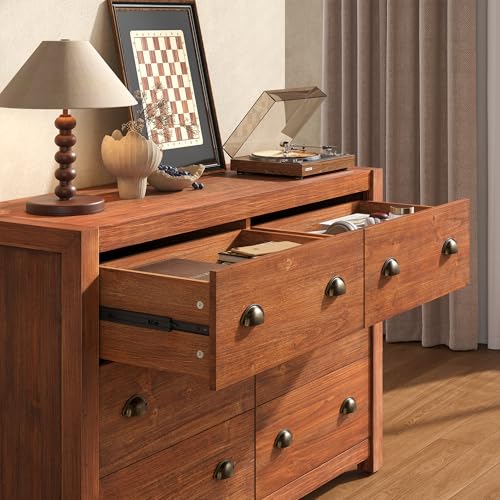 Vintage 6 Drawer Dresser, Solid Wood Frame Construction, view 8