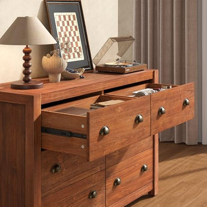 Vintage 6 Drawer Dresser, Solid Wood Frame Construction, view 8