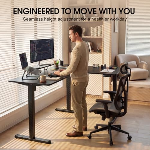 63 x 47 Inch L Shaped Standing Desk with 2 Preset Heights, view 7
