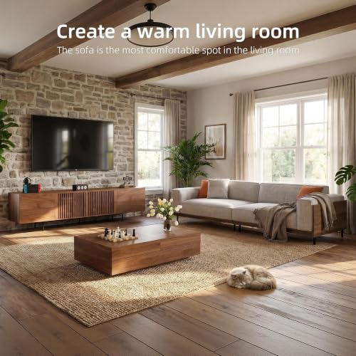 Modern 4-Seater Upholstered Fabric Sofa for Living Room, 111.8", view 4