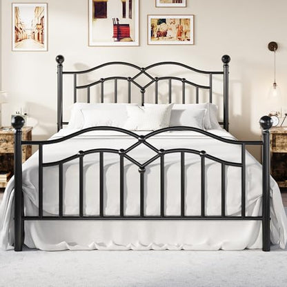 Full Vintage Metal Bed Frame with Headboard, Black, view 2