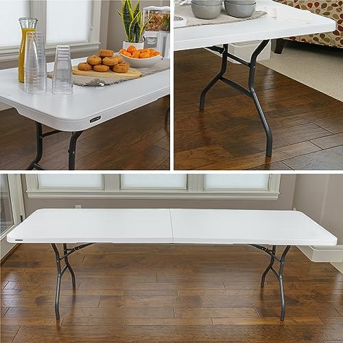 8-Foot Fold in Half Table, Light Commercial, White Granite