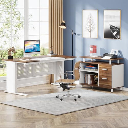 63 Inch Executive Desk with File Cabinet, view 4